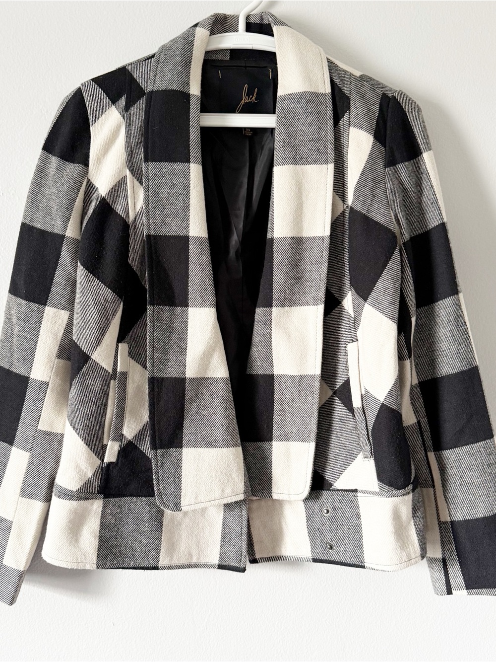 Jack Black & White Buffalo Check Open Front Blazer XS
